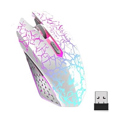 Imagem de SZAMBIT Mouse Sem Fio RGB Recarregável Mouse Computador Sem Fio 1600 DPI óptico LED Retroiluminado Mouse Para Jogos Para Notebook PC (Branco)