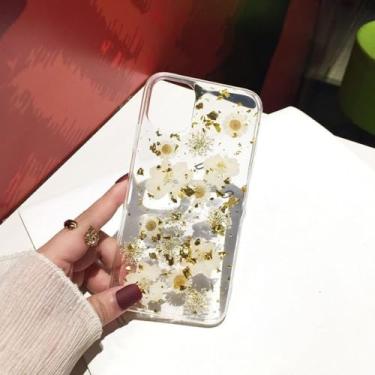 Imagem de Capa de telefone de flores secas reais para iphone 14 13 12 11 pro max X XS XR 7 8 plus SE Cases Gold Silver Platinum Soft Cover, 4, para iphone 13ProMax
