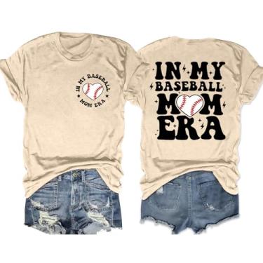 Imagem de Camisetas de beisebol Mom Women in My Baseball Mom Era, camisetas engraçadas de beisebol com estampa de mamãe, Damasco, M