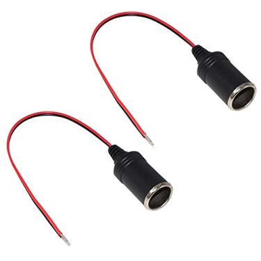 Imagem de [Pacote com 2] Cabo de extensão fêmea para isqueiro de carro KUNCAN de 12 V, 3 m, cabo de charuto com conector de soquete fêmea para carregador de carro GPS/Dashcam