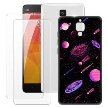 Imagem de MILEGOO Capa para Xiaomi Mi 4 + 2 peças protetoras de tela de vidro temperado, capa ultrafina de silicone TPU macio à prova de choque para Xiaomi Mi 4 (5 polegadas)