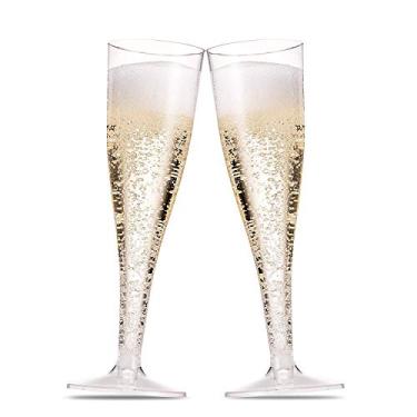 Imagem de Munfix Pacote com 50 taças de champanhe de plástico transparente de 150 ml, copos descartáveis para festa de Ação de Graças