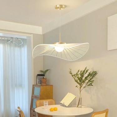 Imagem de Lustres de acrílico LED modernos com luz pendente regulável Abajur de acrílico com luz suspensa de controle remoto Lustre de acrílico branco para sala de estar, quarto, sala de jantar, 60 cm