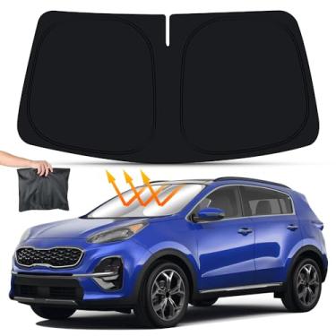 Imagem de LUNQIN Para-sol de carro para Kia Sportage 2017 2018 2019 2020 2021 SUV Acessórios interiores automotivos pára-brisa dianteiro para-sol dobrável isolamento protetor refletivo guarda-sol cortinas de