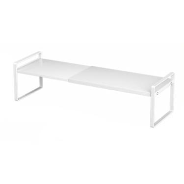 Imagem de LIYIVNAA Organizador expansível de prateleira de armário ajustável rack empilhável de metal para cozinha despensa armário de especiarias sob a pia bancada - branco, 1 pacote