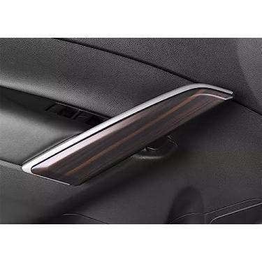 Imagem de TUBAIZAI Acessórios de carro compatíveis com Toyota Corolla Cross 2022 2023 porta interna apoio de braço alça tigela moldura guarnições ABS 2 peças (estilo madeira pêssego)