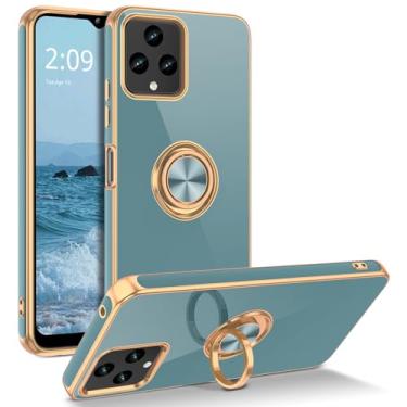 Imagem de GUAGUA Capa compatível com T-Mobile REVVL 6/6X 5G com suporte de anel de 360° suporte magnético para carro, capa protetora de TPU macio e à prova de choque para REVVL 6/6x 5G, cinza azul
