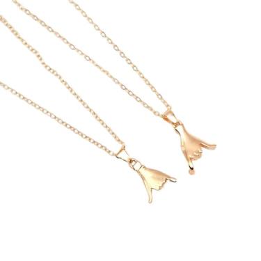 Imagem de Tebliomro Conjunto de 2 peças para casais de namorados com colar de promessa rosa para ele, seus melhores amigos, presente de aniversário e Natal, Small, Zinco, Sem Pedra Preciosa