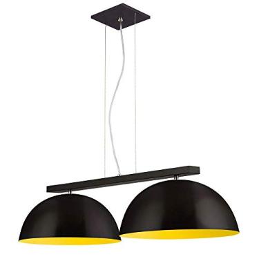 Imagem de Pendente Duplo Redondo 2 Lâmpadas Pantoja & Carmona, 60w 220v Preto/amarelo