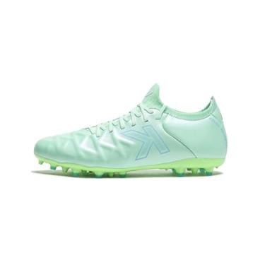 Imagem de KELME Chuteiras de futebol de couro de bezerro masculinas e femininas - Sapatos de futebol unissex para ambientes externos/internos tamanhos adultos - Grama artificial AG, Verde menta, 37