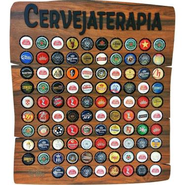 Imagem de Quadro Decorativo Porta Tampinhas - Cervejaterapia - 80Un.