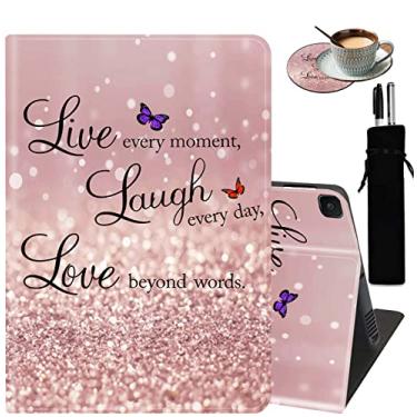 Imagem de Capa para Samsung Galaxy Tab A8 de 10,5 polegadas 2022, com suporte ajustável, capa inteligente despertar e hibernar automática para tablet de 10,5 polegadas SM-X200/X205/X207 - citação com glitter