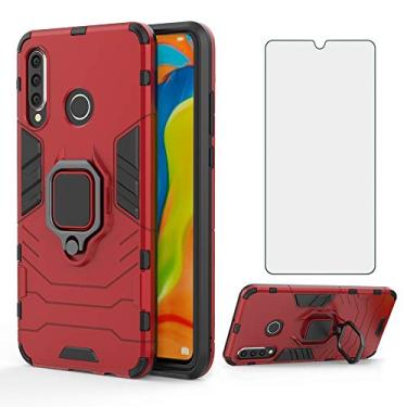 Imagem de Capa de telefone para Huawei P30 Lite com protetor de tela de vidro temperado e suporte de anel magnético suporte suporte fino acessórios de celular rígido Huwai P30lite P 30 30lite Havaí Hwauei capas