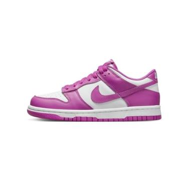 Imagem de Nike Tênis infantil Dunk Low, Branco/fúcsia ativo, 16