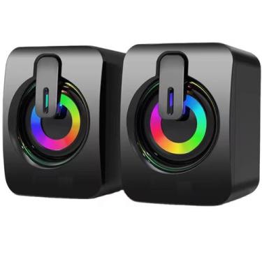 Imagem de Caixa Caixinha De Som Pc Notebook Gamer Usb Led Rgb Potente - Lehmox