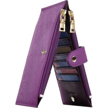 Imagem de Carteira feminina RFID Travelambo Tamanho grande, dobrável, para vários cartões, com zíper, porta-cartões de crédito, one size, Minimalista