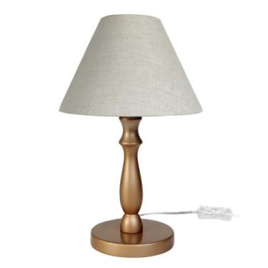 Imagem de Abajur Torneado Dourado Bege Quarto Bebê Infantil - Potinho de mel, Be