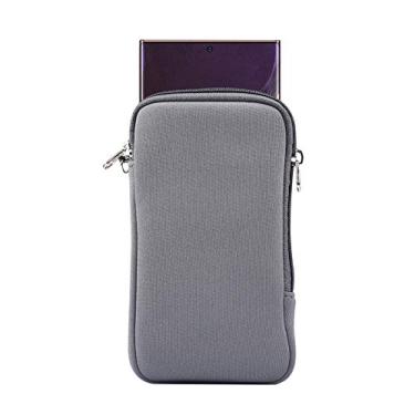 Imagem de YHENCY Neoprene Phone Sleeve Case Zipper Cell Phone Pouch for Samsung Galaxy S22+ S21 FE S20 FE Note 20 A53 A52 A33 A32 4G A22, iPhone 14 13 12 11 Pro Max, Moto E Edge, Pixel 7 OnePlus N20 5G(Grey-L)