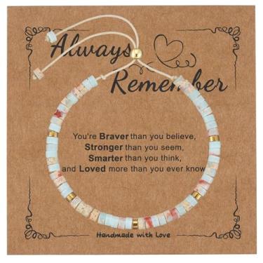 Imagem de Pulseiras inspiradoras Boho para mulheres – Joias de cura de pedra natural, presentes espirituais ajustáveis para alívio da ansiedade, presente de aniversário e Natal para ela – Life is Tough But So