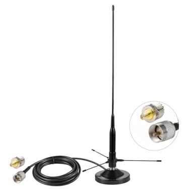 Imagem de Eifagur Vehicle Car Mobile Ham Radio GMRS Soft Whip Antenna with Ground Plane Kit, UHF VHF 136-174MHz 400-470MHz 2meter 70CM Magnetic Base Mount Antenna with PL259 Male/SMA Female Connector