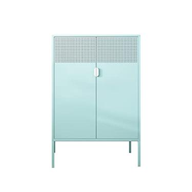 Imagem de LICONG-2019 Armário de vinho, armário de vinho de metal, para decoração de casa, bar, sala de estar, cozinha, armário azul para armazenar bebidas alcoólicas