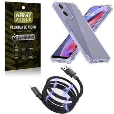 Imagem de Capa Para Moto G35 + Cabo Tipo-C Magnético + Pelicula de Vidro 3D - Ar