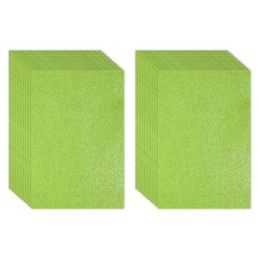 Imagem de PATIKIL Folha de espuma vinílica acetinada brilhante verde claro 28 x 20 cm de espessura com adesivo traseiro brilhante EVA Glitter feltro para projetos de artesanato DIY, 20 peças