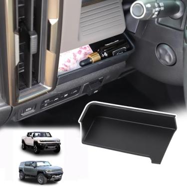 Imagem de Caixa de armazenamento de console central de carro para acessórios Hummer EV Drivers Side Coin Container Storage Dash Tray Organizer Key Card Holder Insert Expander Box compatível com Hummer EV