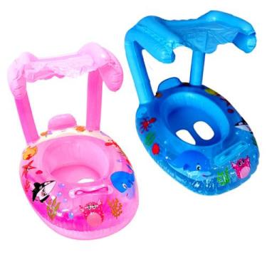 Imagem de 2 Botes Fralda Boia p/ Bebês com Cobertura Azul e Rosa - GOAL SUMMER