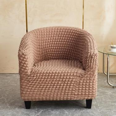 Imagem de Capa de cadeira de sofá antiderrapante à prova de poeira capas de cadeira de café capas de assento de fio de bolhas elásticas - cáqui ||tamanho regular