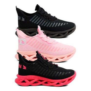 Imagem de Kit 3 Tênis Feminino Para Academia Caminhada Confortável Casual Barato