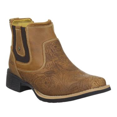 Imagem de Botina Feminina Marrom Bico Quadrado Zebu 37966