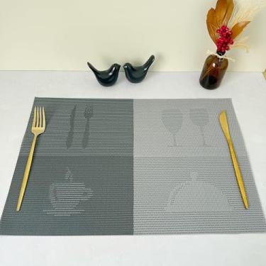 Imagem de Lugar Jogo Americano Retangular Mesa Posta Jantar Cozinha Sousplat Descanso De Prato Decorativo 1pç(Xícara Cinza)
