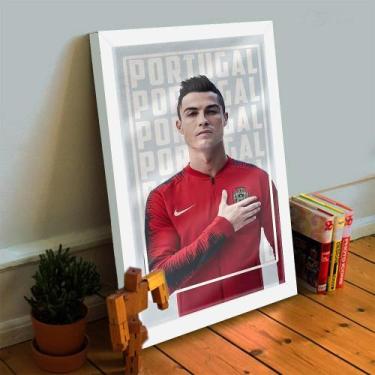 Imagem de Quadro Decorativo CR7 Portugal C/ Moldura e Vidro 33x25 A4 - Genérico,