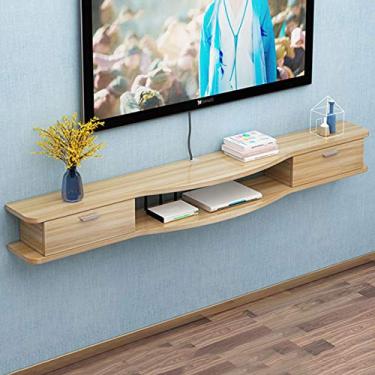 Imagem de Prateleira de TV montada na parede, prateleira flutuante, set-top box, roteador, caixa de céu, organizador de brinquedos, armário de armazenamento, fundo de TV, decoração de parede, prateleira, TV