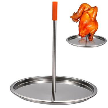 Imagem de Espetos de churrasco, espeto vertical de aço inoxidável para grelhar espelho suporte de espeto polido com tampa de silicone espetos destacáveis para kebab churrasco pastor peixe frango