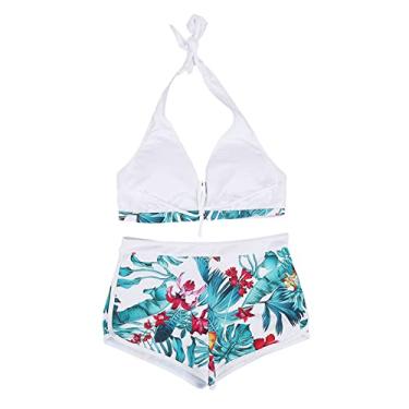 Imagem de Traje de Banho de Praia, Estampa Floral Feminino, 2 Peças, maiô Sem Fio, Acolchoado, Decote Em V, Gravata Frontal Com Shorts para Mulheres, para Festa na Piscina (S)
