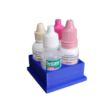 Imagem de Znet3D Organizador e armazenamento de frascos de colírio – Suporte de 4 compartimentos (azul)