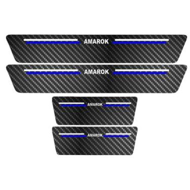 Imagem de Kit Soleira Protetora Porta Premium Blue Carbono  -  Amarok - Jhow Ade