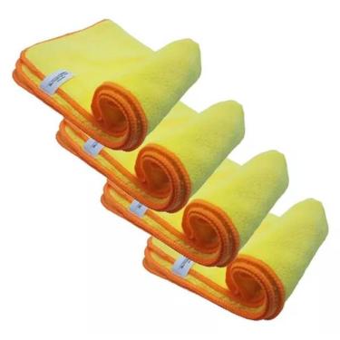 Imagem de Kit Com 4 Flanela 40x60cm Amarela Microfibra - Autoamerica