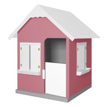 Imagem de Casinha De Brinquedo Com Floreiros Mdf Rosa-branco - Criança Feliz