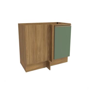 Imagem de Balcão De Canto Reto Celeste Kappesberg 100% Mdf 1 Porta Nogueira/verde 98cm