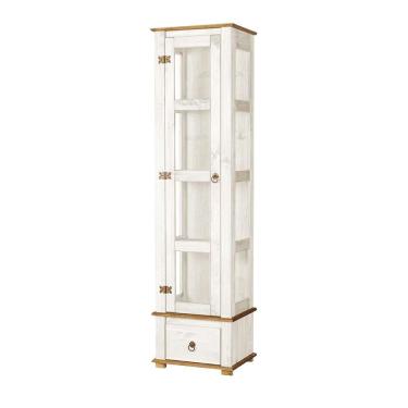 Imagem de Cristaleira Torre 01 Porta Madeira Maciça Vidro Lateral Branco Garapa D151vl Shop Jm