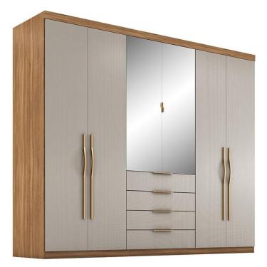 Imagem de Guarda Roupa Casal Giardino 6 Portas 4 Gavetas Amêndola Nude Prime Com Espelho - Demóbile Amêndola Nude Prime