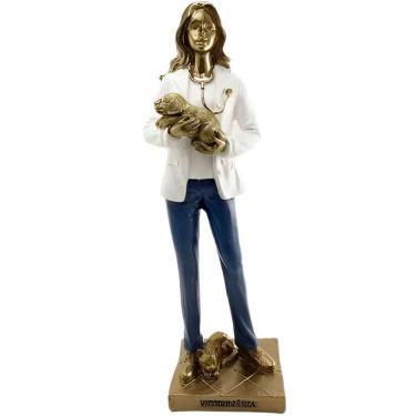 Imagem de Escultura Decorativa Médica Veterinária Cachorro Gato 24cm