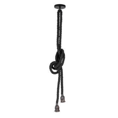 Imagem de Lustre Pendente Corda Para 2 Lâmpadas Chumbo E27 Bivolt