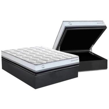 Imagem de Cama Box Baú Casal: Colchão Molas Masterpocket Ensacadas Herval La Playa C1634 + Base Crc Suede Gray (138x188x28)