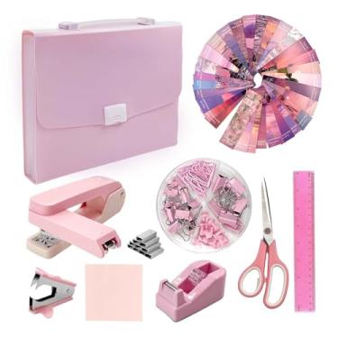 Imagem de SNAIL GARDEN Conjunto de material de escritório com grampeador rosa