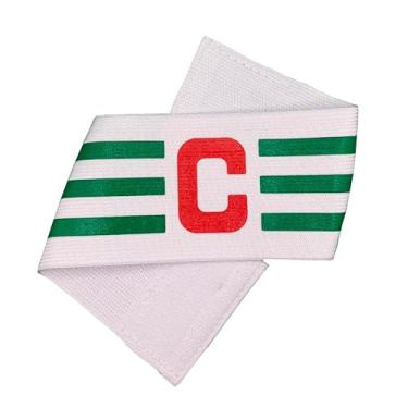 Imagem de Faixa de Capitão Cor Branca e Verde Braçadeira de Futebol Estilo Boleiro