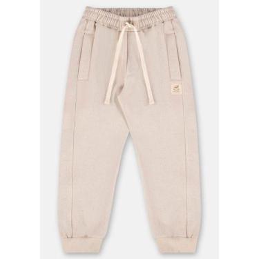 Imagem de Calça Infantil Masculina em Moletom Linho Up Baby, Bege, 2